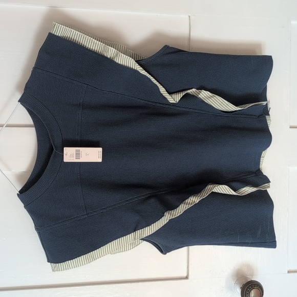 Anthropologie Ribbed Frill-Sleeve Blouse - Picture 2 of 11